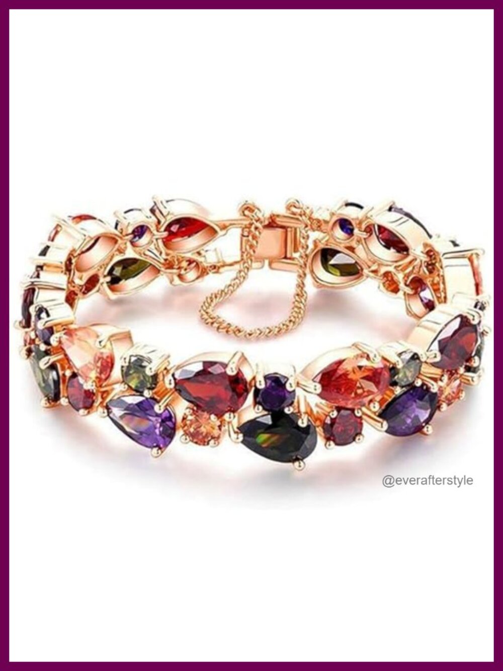 14K Rose Gold Plated Tennis Bracelet Cubic Zirconia Prong Set 8 Inch